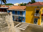 White line color wall. Cartagena